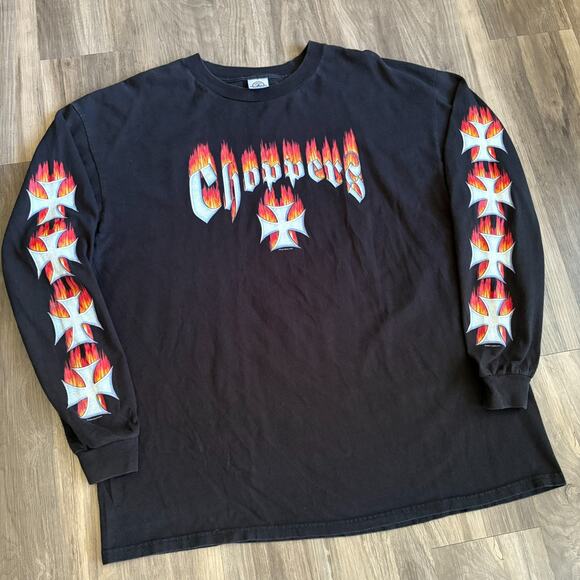 Vintage West Coast Choppers Longsleeve T-Shirt Size XL Jesse Biker Flames Y2K - Picture 3 of 6